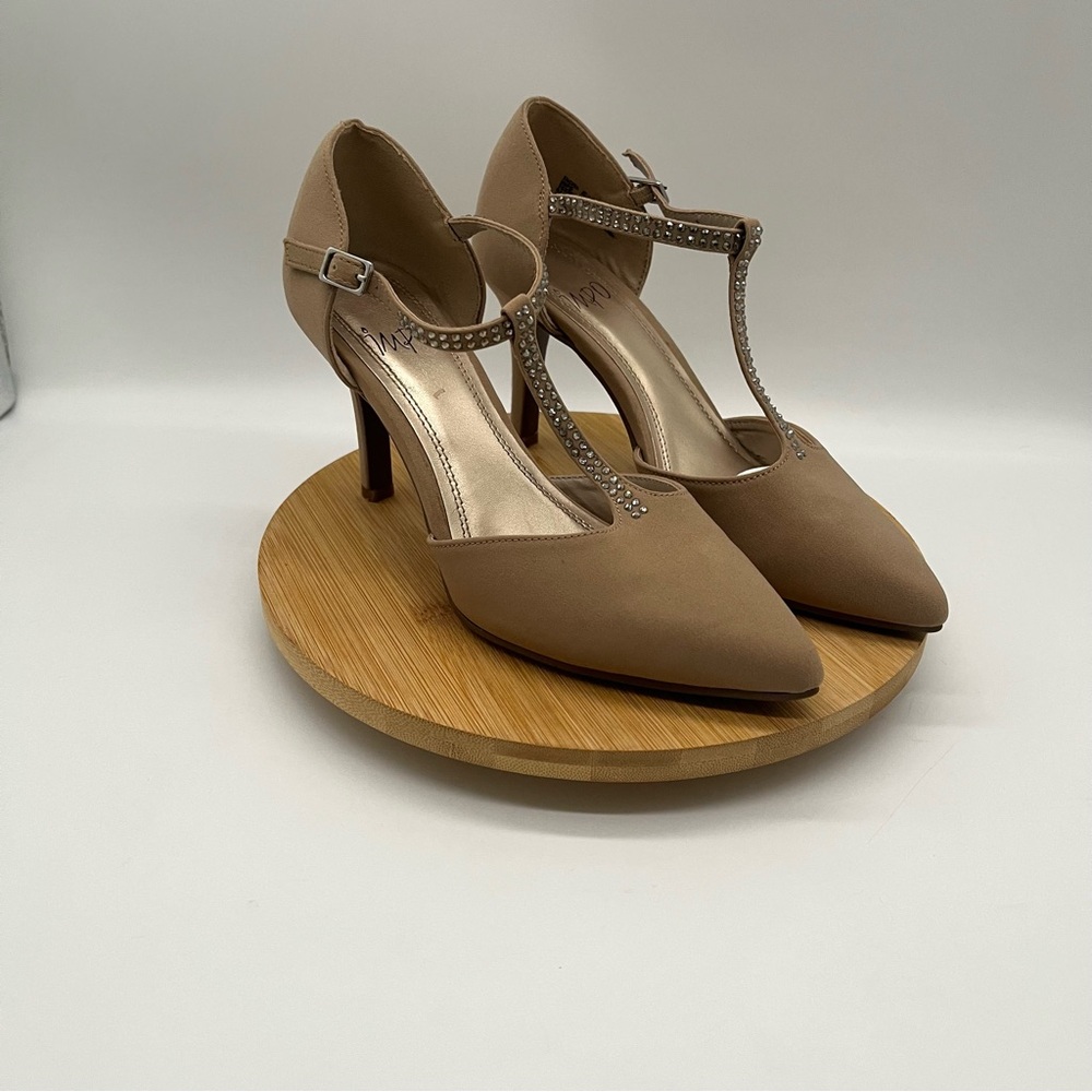 IMPO Tan T-Strap Heels Size 5.5